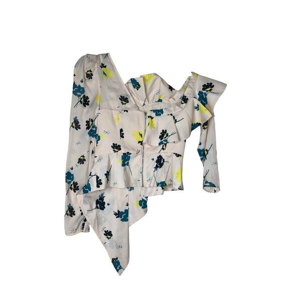 Self Portrait women's size 4 small asymmetrical pink floral top revolve new - Picture 4 of 15